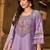 Women Floral Yoke Design Thread Work Linen Kurta with Trousers & With Dupatta