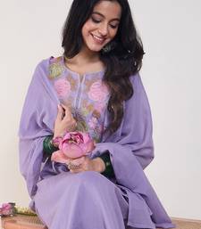 Floral Embroidered Notch Neck Pure Cotton Kurta & Trousers With Dupatta