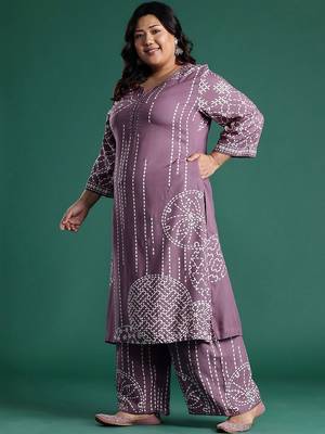 Plus Size Ethnic Motifs Printed Regular Kurta with Palazzos 2