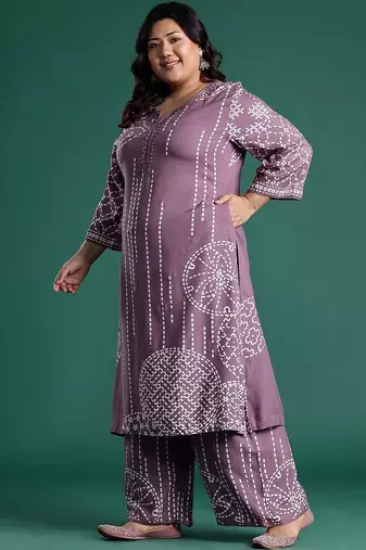 Plus Size Ethnic Motifs Printed Regular Kurta with Palazzos
