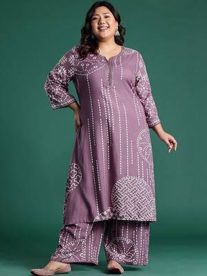 Plus Size Ethnic Motifs Printed Regular Kurta with Palazzos 5
