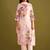 Floral Printed V Neck Linen Kurta With Trousers & Dupatta
