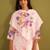 Floral Printed V Neck Linen Kurta With Trousers & Dupatta