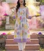 Women Floral Printed Regular Pure Cotton Kurta with Trousers