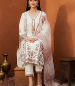 Women Floral Embroidered Regular Thread Work Kurta with Trousers & With Dupatta