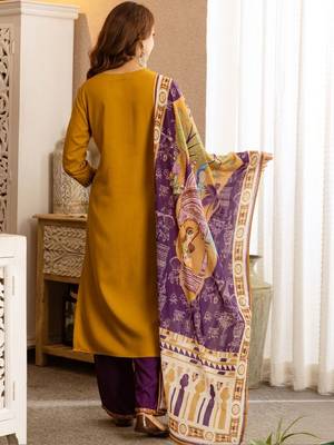 Women Ethnic Motifs Panelled Thread Work Kurta with Palazzos & With Dupatta 6