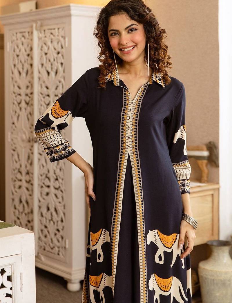 Women Ethnic Motifs Printed Layered Kurta with Trousers