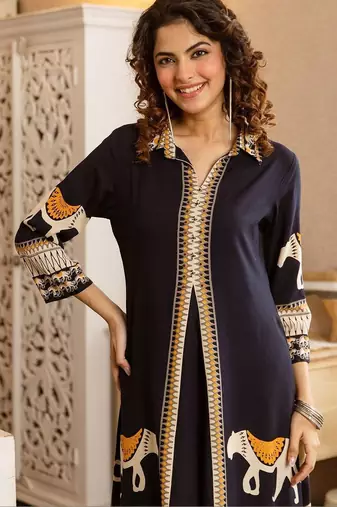 Women Ethnic Motifs Printed Layered Kurta with Trousers