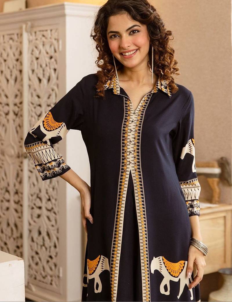 Women Ethnic Motifs Printed Layered Kurta with Trousers