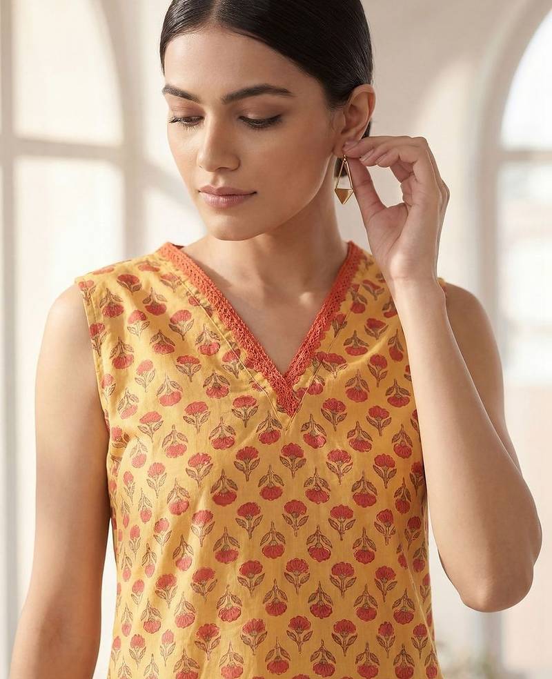 Women Floral Printed Regular Pure Cotton Kurta with Trousers