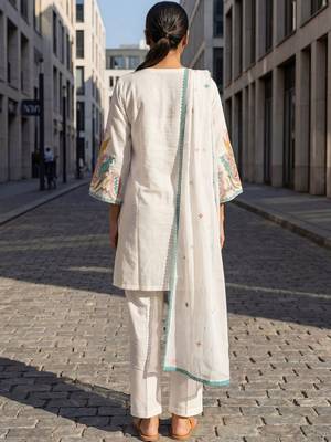 Women Ethnic Motifs Embroidered Thread Work Kurta with Trousers & With Dupatta 3