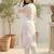 Women Floral Printed Regular Beads and Stones Linen Kurta with Trousers & With Dupatta