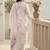 Women Floral Printed Regular Beads and Stones Linen Kurta with Trousers & With Dupatta