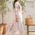 Women Floral Printed Regular Beads and Stones Linen Kurta with Trousers & With Dupatta