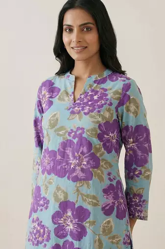 Women Floral Printed Regular Pure Cotton Kurta with Trousers