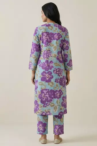 Women Floral Printed Regular Pure Cotton Kurta with Trousers