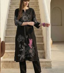 Women Animal Embroidered Regular Thread Work Pure Cotton Kurta with Trousers