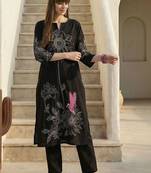Women Animal Embroidered Regular Thread Work Pure Cotton Kurta with Trousers