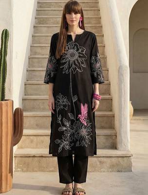 Women Animal Embroidered Regular Thread Work Pure Cotton Kurta with Trousers 5