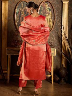 Women Ethnic Motifs Embroidered Regular Sequinned Liva Kurta with Trousers & With Dupatta 6