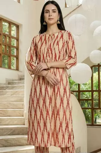Women Printed Regular Pure Cotton Kurta with Trousers