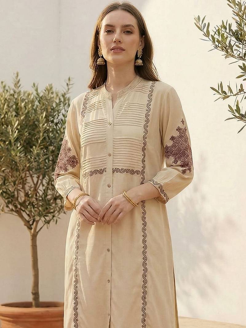 Women Ethnic Motifs Embroidered Regular Thread Work Kurta with Palazzos