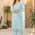 Women Floral Embroidered Regular Thread Work Kurta with Palazzos & With Dupatta