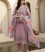 Women Floral Embroidered Regular Thread Work Linen Kurta with Trousers & With Dupatta