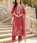 Women Floral Embroidered Regular Thread Work Kurta with Trousers & With Dupatta