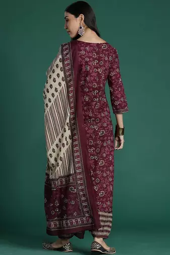 Women Floral Printed Regular Pure Cotton Kurta with Patiala & With Dupatta