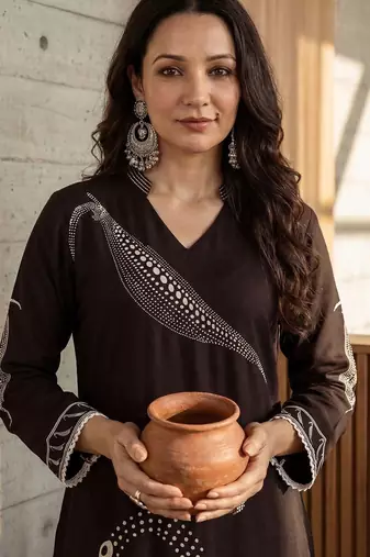 Women Ethnic Motifs Embroidered Regular Thread Work Kurta with Trousers