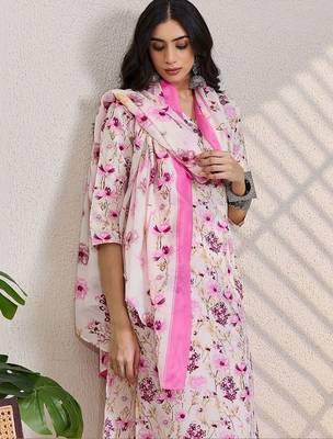 Women Floral Printed Regular Thread Work Pure Cotton Kurta with Trousers & With Dupatta 6