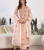 Women Floral Embroidered Regular Thread Work Pure Cotton Kurta with Trousers & With Dupatta