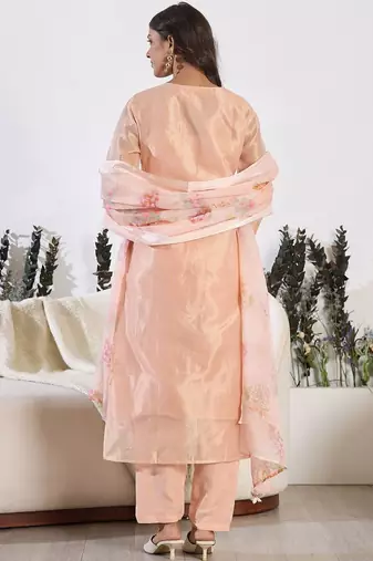 Women Floral Embroidered Regular Thread Work Pure Cotton Kurta with Trousers & With Dupatta