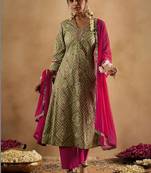 Women Ethnic Motifs Printed Regular Thread Work Pure Cotton Kurta with Trousers & With Dupatta