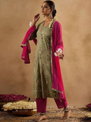 Women Ethnic Motifs Printed Regular Thread Work Pure Cotton Kurta with Trousers & With Dupatta 4