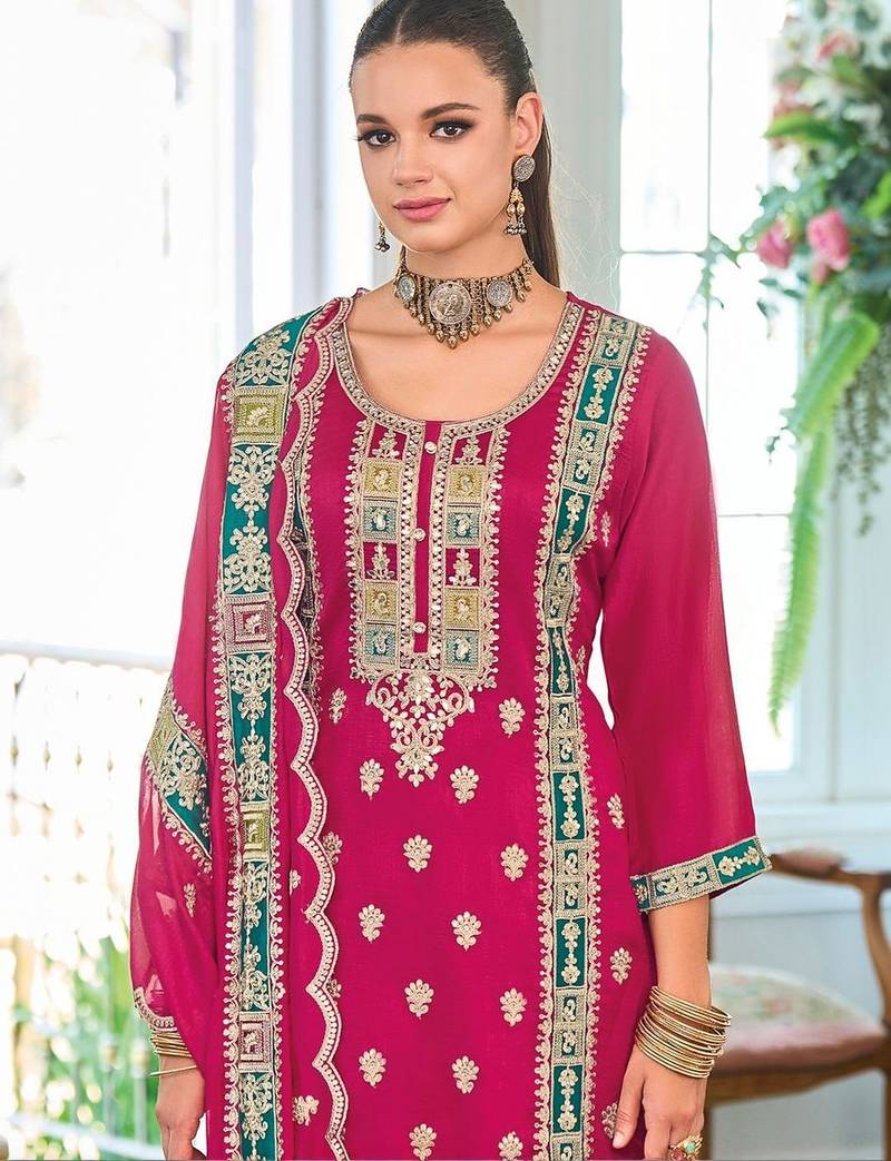 Women Ethnic Motifs Embroidered Regular Thread Work Kurta with Trousers & With Dupatta