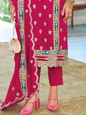 Women Ethnic Motifs Embroidered Regular Thread Work Kurta with Trousers & With Dupatta 3