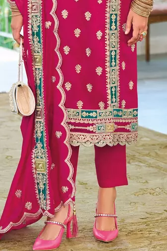 Women Ethnic Motifs Embroidered Regular Thread Work Kurta with Trousers & With Dupatta