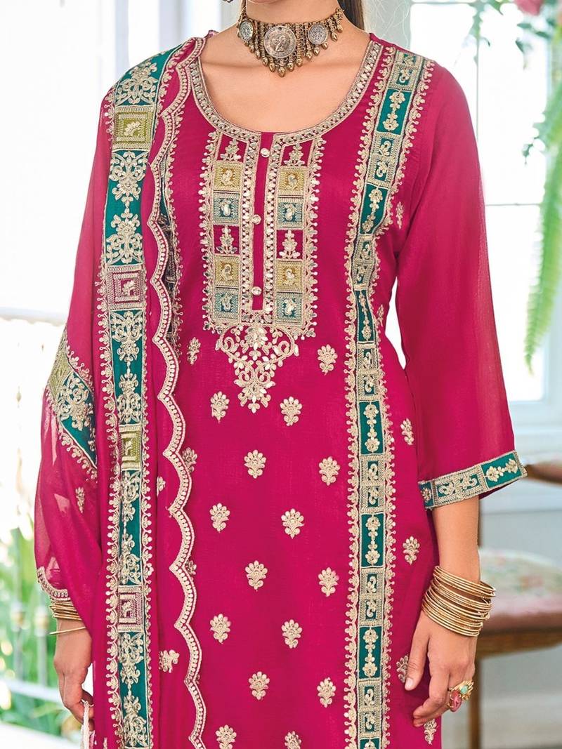 Women Ethnic Motifs Embroidered Regular Thread Work Kurta with Trousers & With Dupatta