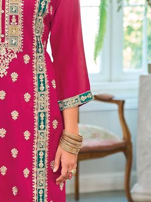 Women Ethnic Motifs Embroidered Regular Thread Work Kurta with Trousers & With Dupatta 5