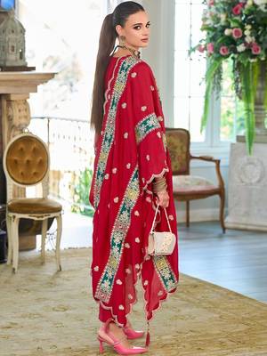 Women Ethnic Motifs Embroidered Regular Thread Work Kurta with Trousers & With Dupatta 2