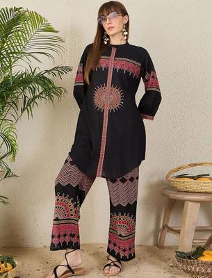 Women Ethnic Motifs Regular A-Line Pure Cotton Kurta with Palazzos Kurta Sets 2