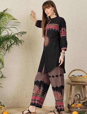 Women Ethnic Motifs Regular A-Line Pure Cotton Kurta with Palazzos Kurta Sets 3