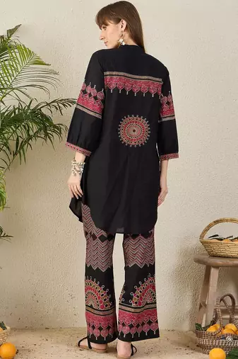 Women Ethnic Motifs Regular A-Line Pure Cotton Kurta with Palazzos Kurta Sets