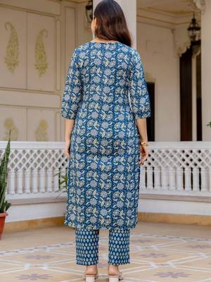 Women Ethnic Motifs Printed Regular Pure Cotton Kurta with Trousers & With Dupatta 5