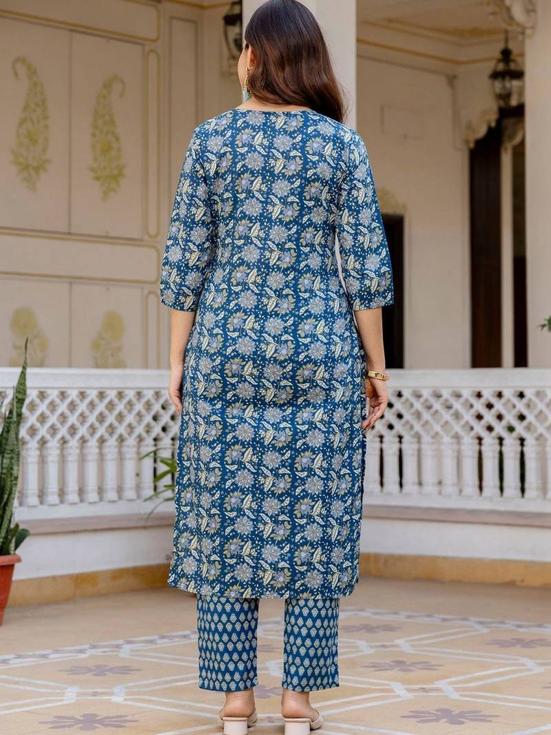 Women Ethnic Motifs Printed Regular Pure Cotton Kurta with Trousers & With Dupatta