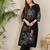 Floral Embroidered Notch Neck Thread Work Pure Cotton Straight Kurta with Trouser