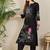 Floral Embroidered Notch Neck Thread Work Pure Cotton Straight Kurta with Trouser