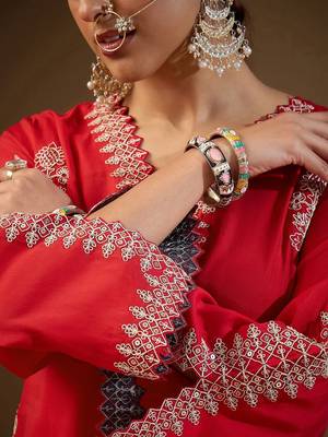 Women Ethnic Motifs Embroidered Regular Sequinned Kurta with Trousers 6